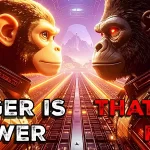 Pip Stoneback and Rook Stoneback face off in the castle hall before the Eternal Ember Cup, two brothers and rivals standing eye to eye on a glowing race track, the smaller, quicker chimp on the left and the massive, red-eyed gorilla on the right.